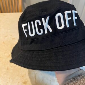 Spencer's Black Hat with White Text